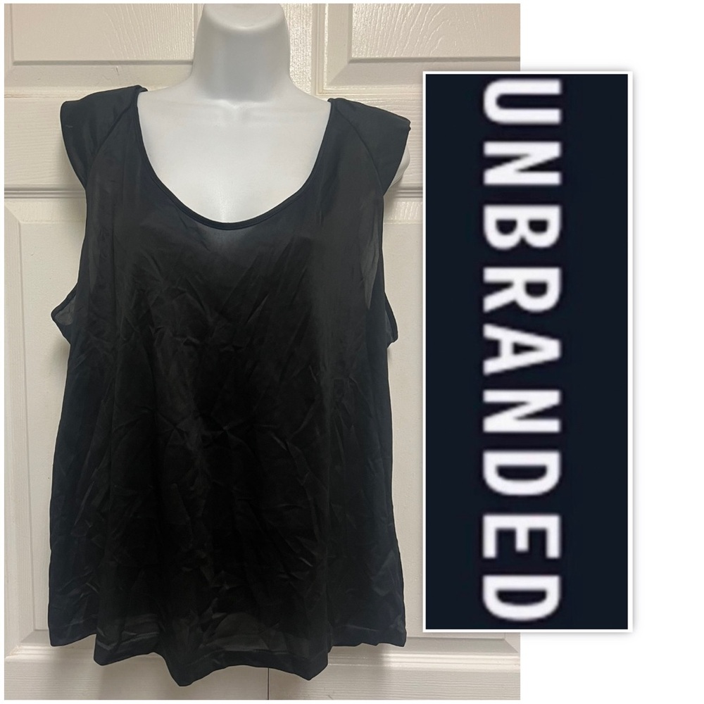UNBRANDED Solid Black Sleeveless Velrose Lingerie Padded Shoulder Camisole